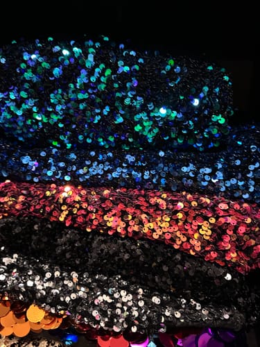 Customer photo review of Iridescent Emerald Sequin on Velvet