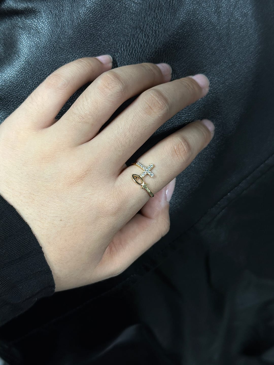 Customer photo review of God Jesus Fish And Cross Ring