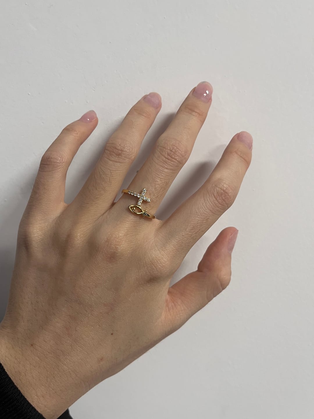 Customer photo review of God Jesus Fish And Cross Ring
