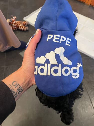 Customer photo review of Felpa "Adidog" Blu Personalizzabile con nome