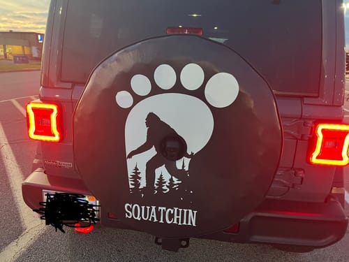Customer photo review of Bigfoot Squatchin Footprint Spare Tire Cover for Camper, RV, Jeep, Bronco, & More