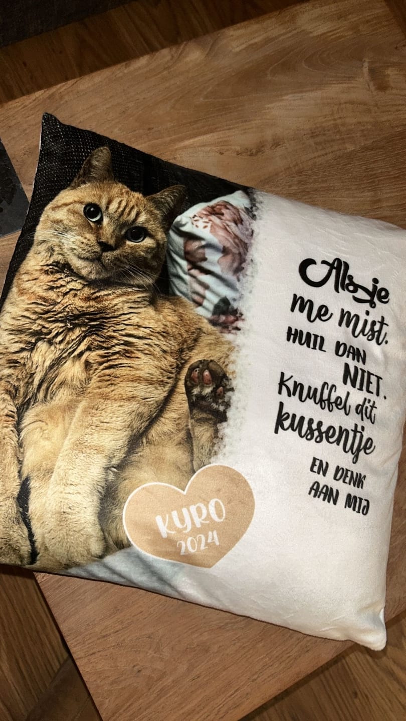 Customer photo review of Als je me mist - Gepersonaliseerd kussen