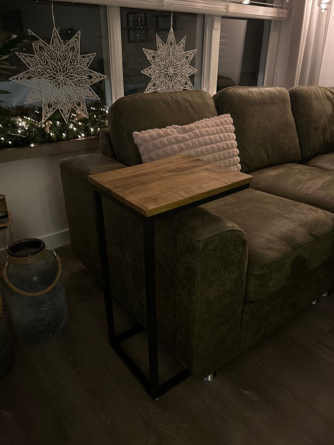 Customer photo review of Bijzettafel bank | Set van 2 | Mangohout en Staal | 38x31x68cm