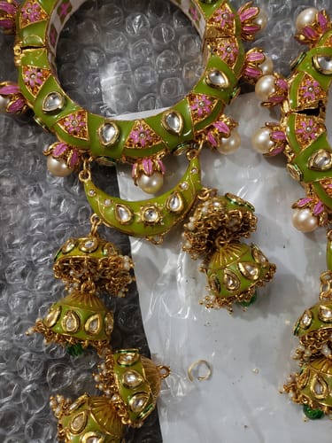 Customer photo review of Meenakari Textures in Olive Green