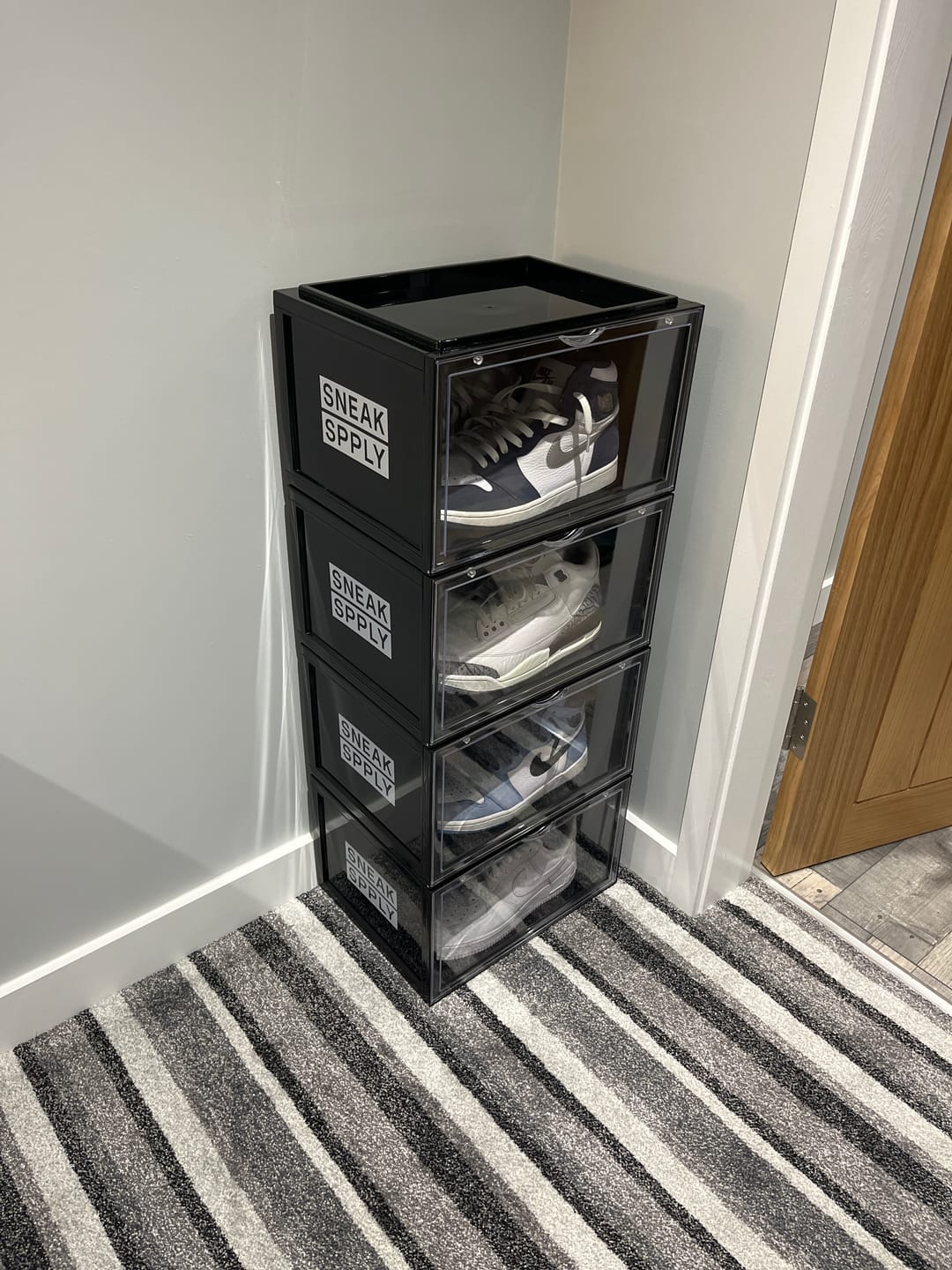 Customer photo review of STACK V1 Sneaker Display Crates - Black (2 Pack)
