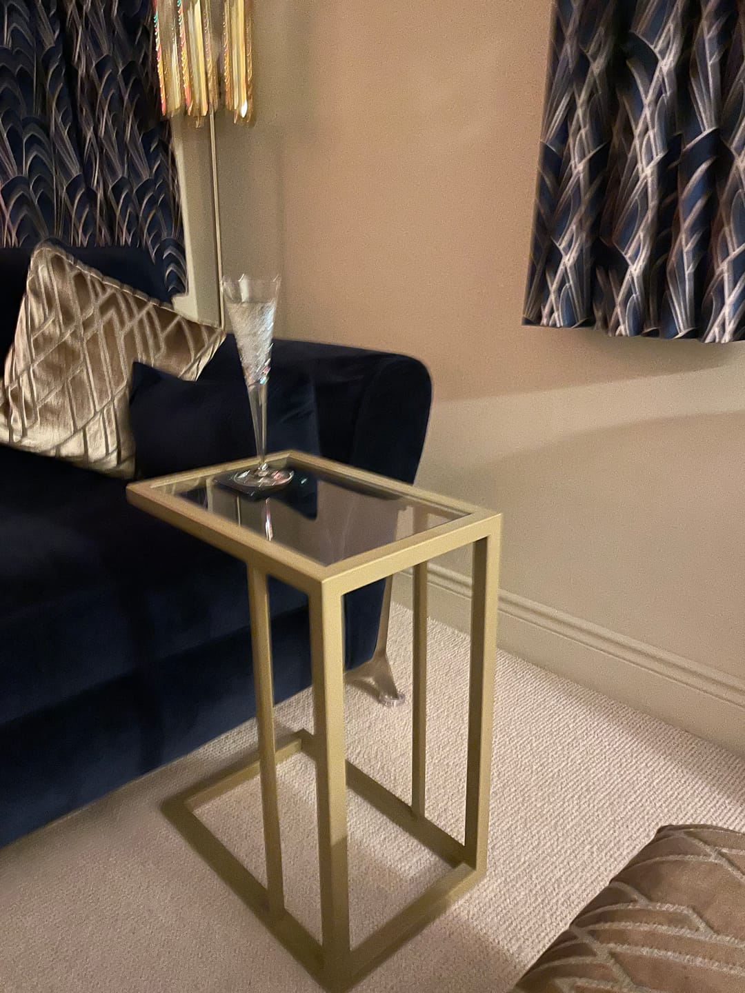 Customer photo review of Glass Sofa Side Table - Gold