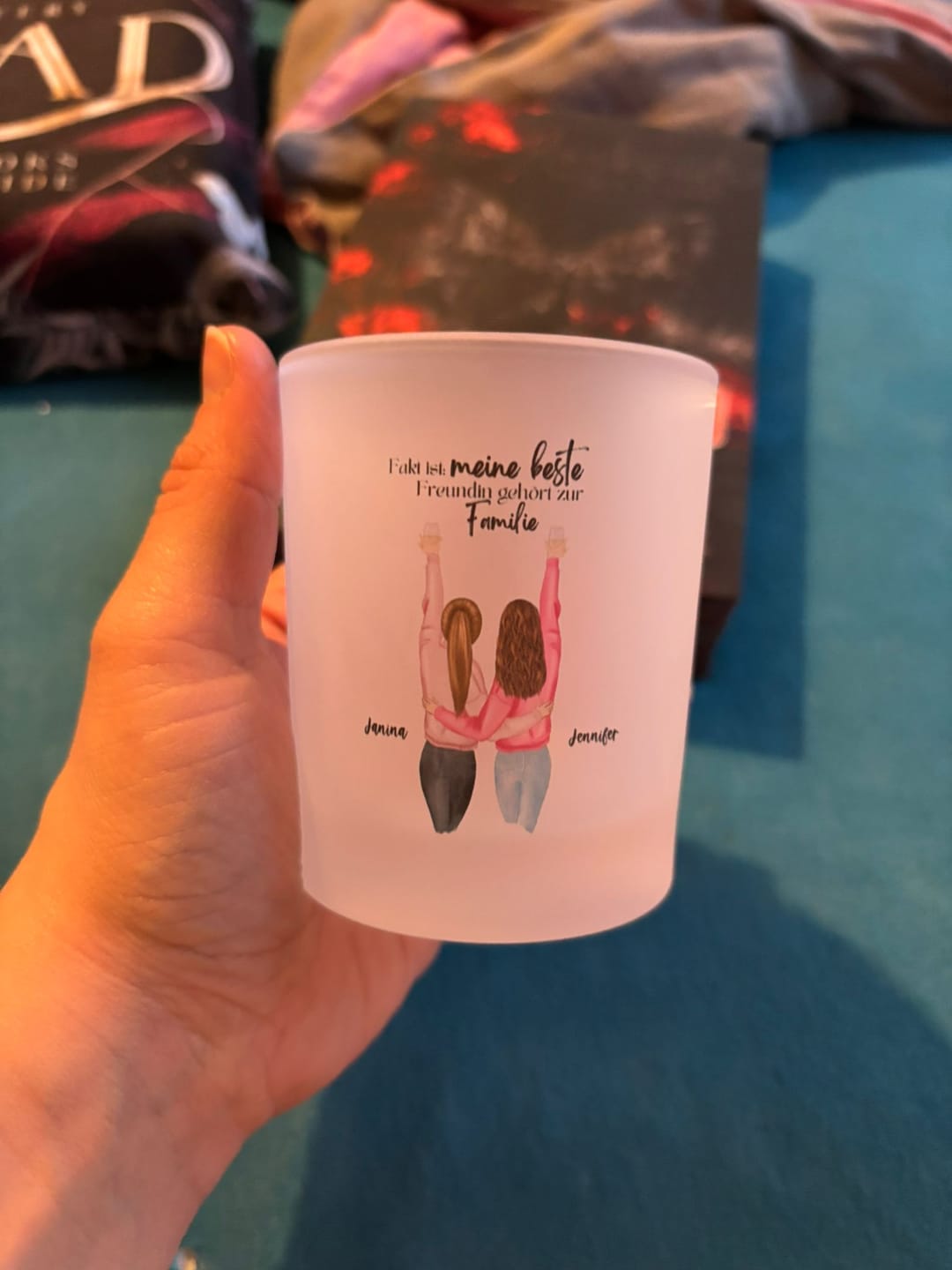 Customer photo review of Best friends forever - Personalisiertes Teelicht