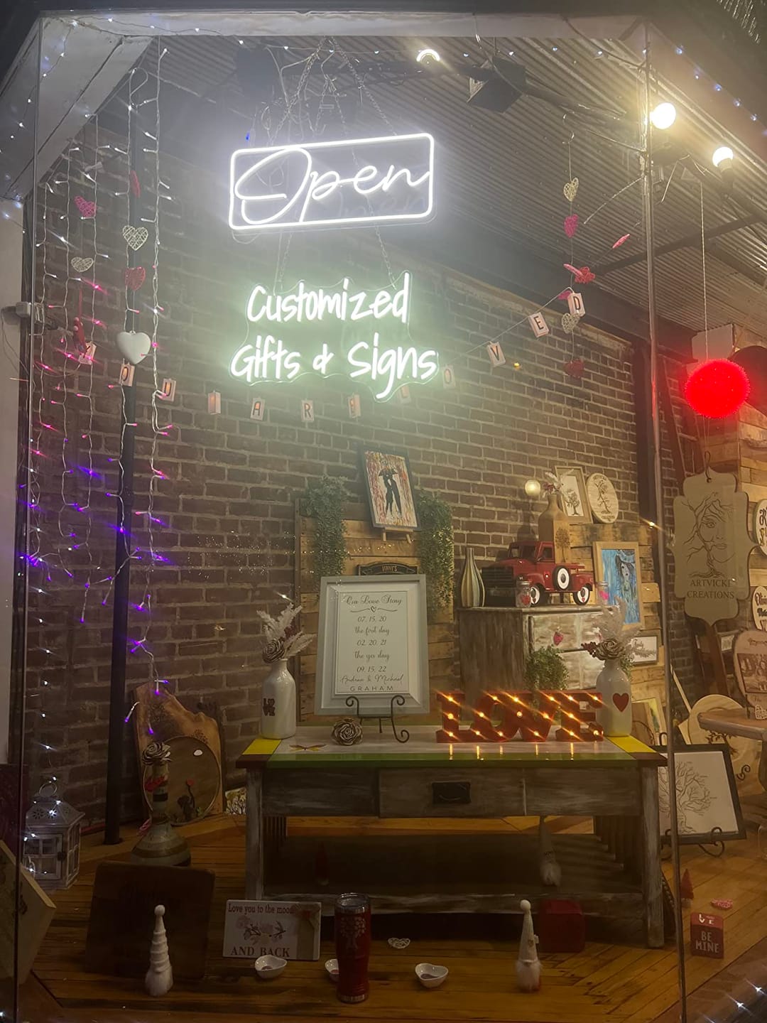 Customer photo review of Outdoor Neon Open Sign Waterproof Restaurant Open Led Light