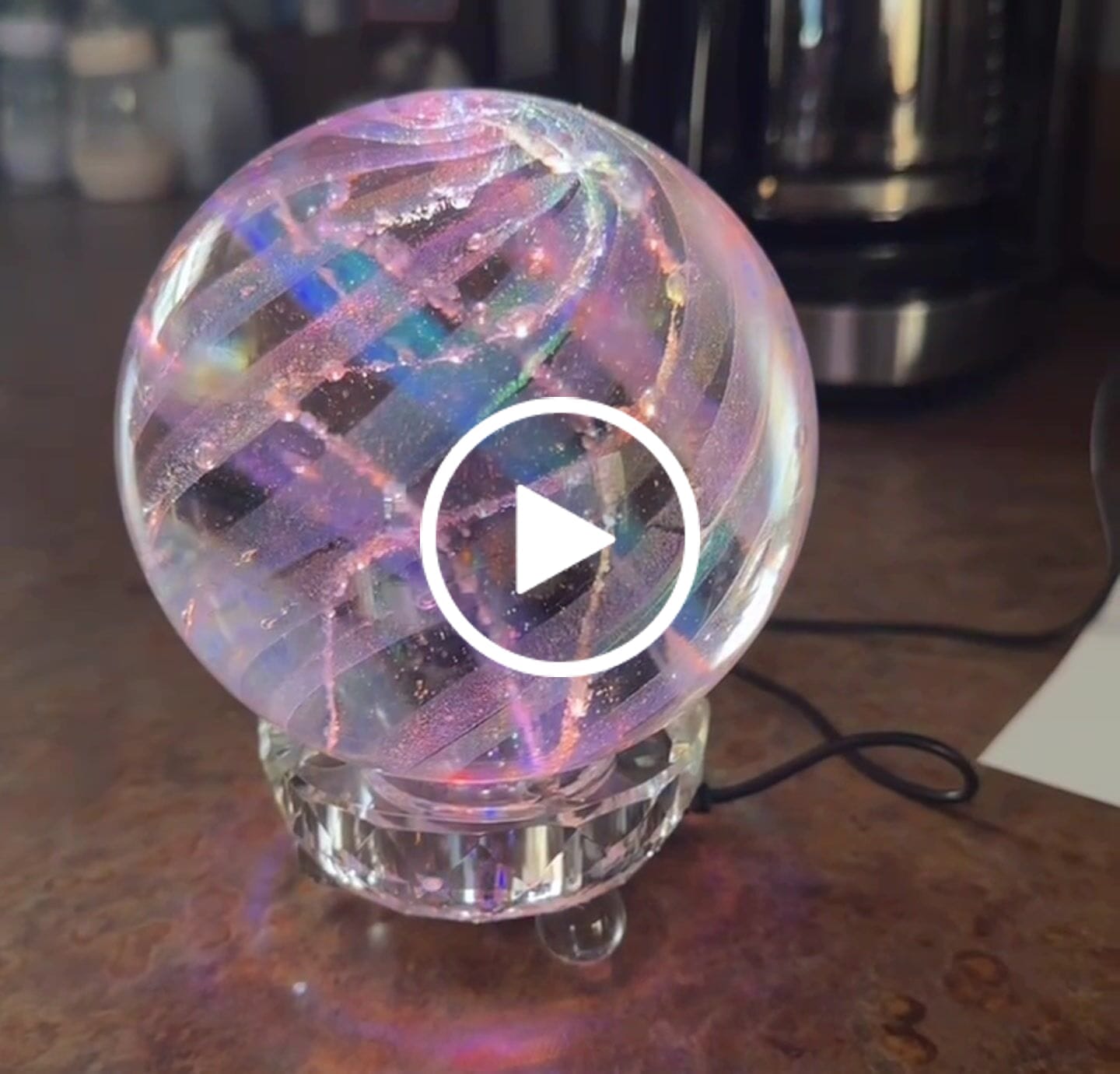Customer video review of Illuminated Dichroic Rainbow Orb with Cremains