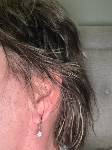 Customer photo review of Starburst CZ Earrings in Sterling Silver