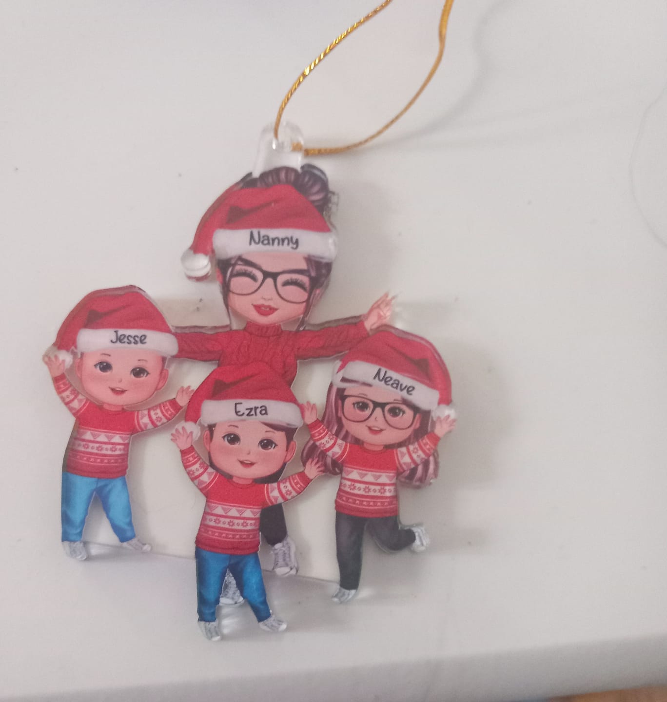 Customer photo review of Happy Christmas Doll Grandma Grandkids Gift For Granddaughter Grandson Personalized Acrylic Ornament