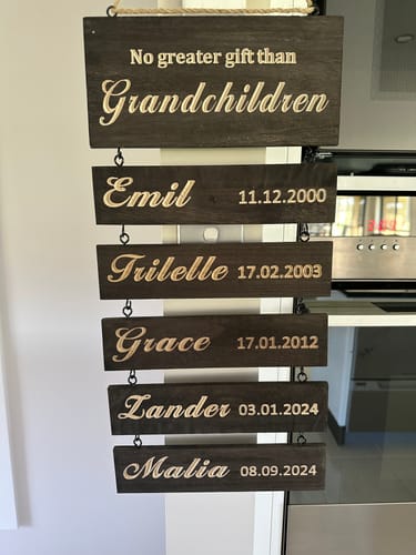 Customer photo review of Personalized Grandkids Hanging Sign (Engraved) Family Keepsake