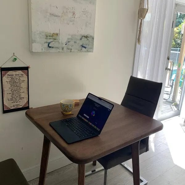 Customer photo review of Sidney Square Dining Table | Walnut Wood Mid Century Design