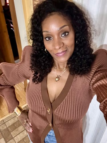Customer photo review of Skinny V-Neck Knitted Cardigan