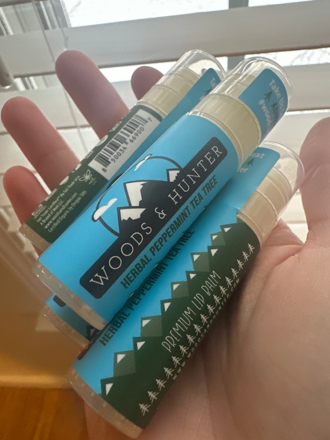Customer photo review of Woods & Hunter Herbal Peppermint Tea Tree Lip Balm