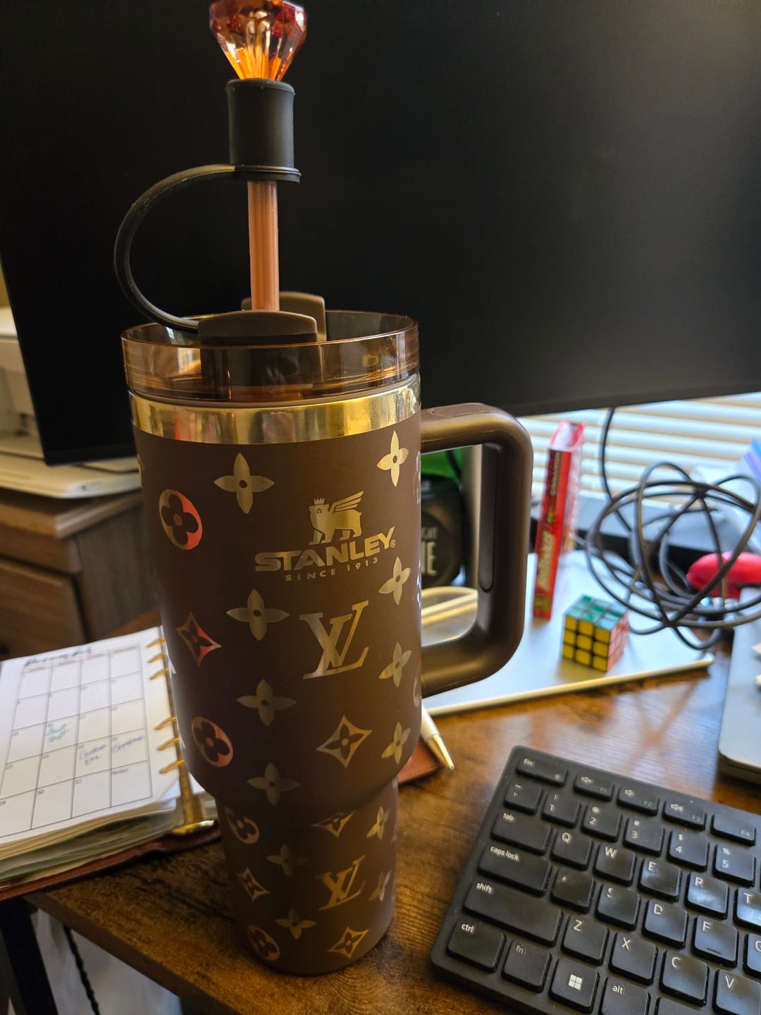 Customer photo review of Luxe Tri-Color Crystal Gem Straw Toppers (3-Pack)
