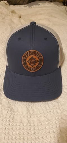 Customer photo review of Custom Leather Patch Trucker Hat - Yupoong 6606