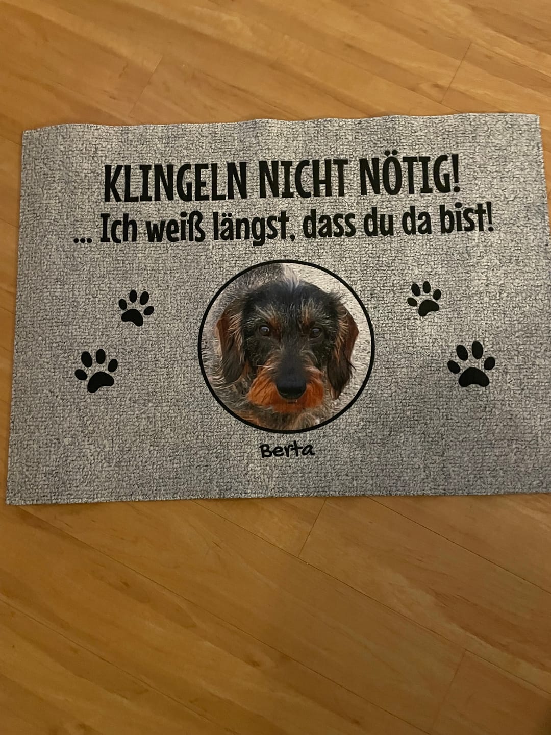 Customer photo review of Klingeln nicht nötig mit Foto - individuelle Fußmatte