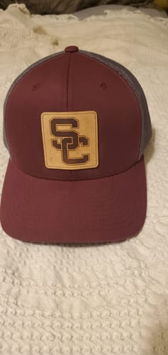 Customer photo review of Custom Leather Patch Trucker Hat - Yupoong 6606