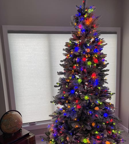 Customer photo review of SmartWings Motorized Light Filtering Cellular Shades Hazel
