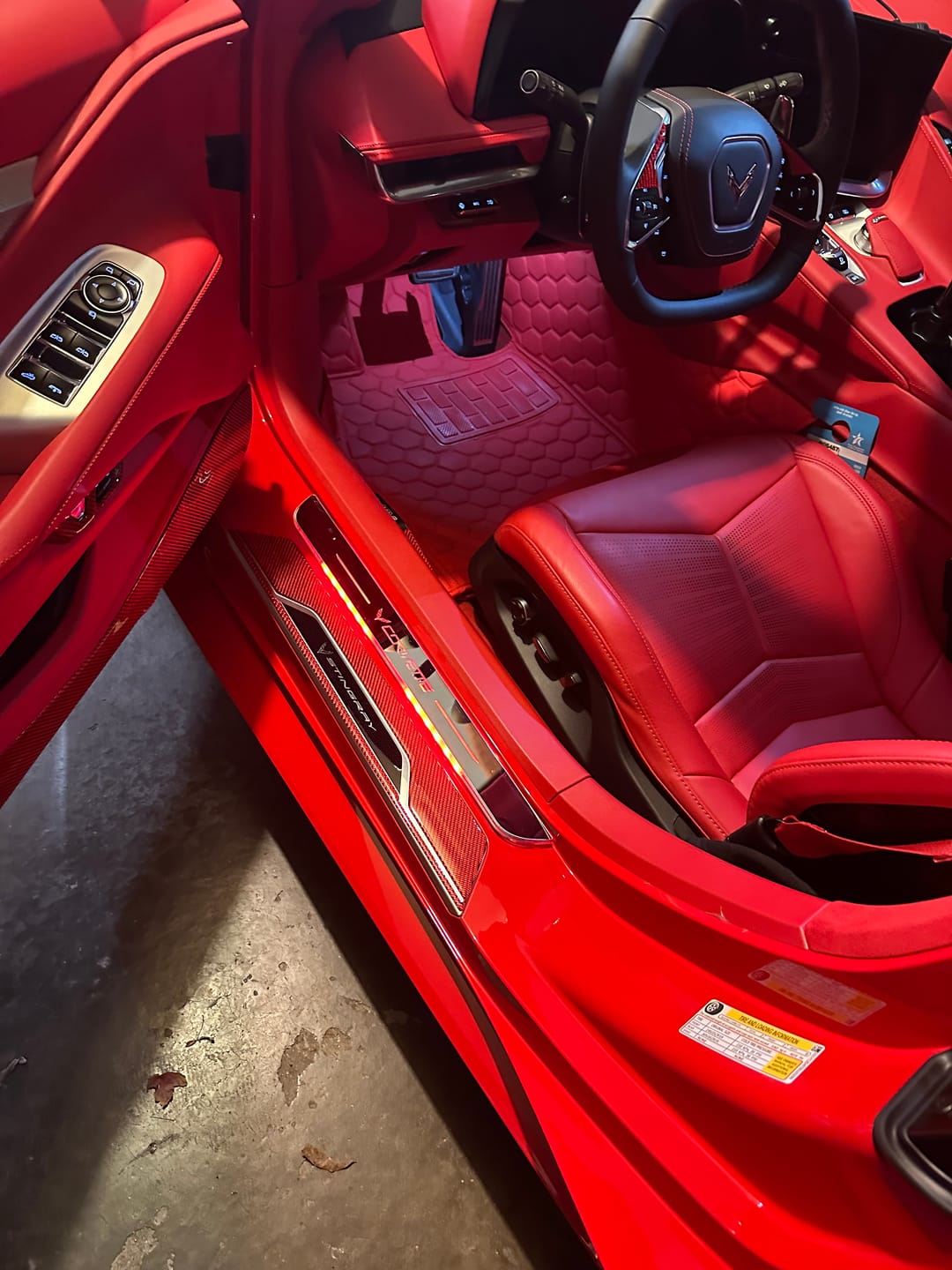 Customer photo review of Corvette C8 Honeycomb Leather Floor Mat