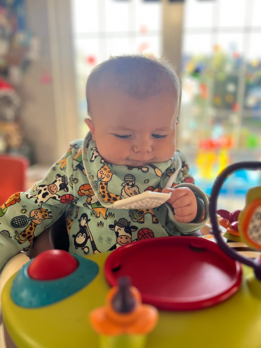 Customer photo review of NEW - Sports Safari Teething Bib