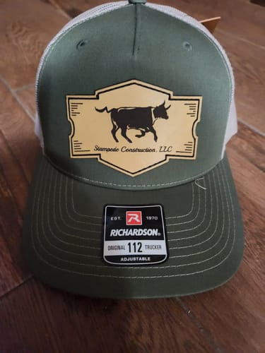 Customer photo review of Custom Leather Patch Hats Richardson 112 Laser Engraved