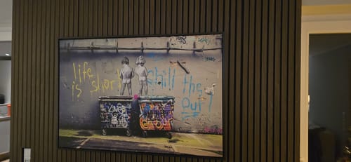 Customer photo review of Leinwandbild Banksy life is short Querformat