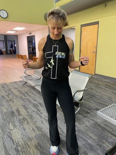 Customer photo review of Jesus Will Lift Me Up - Athletic Fitted Rocker - (FTC Brand)