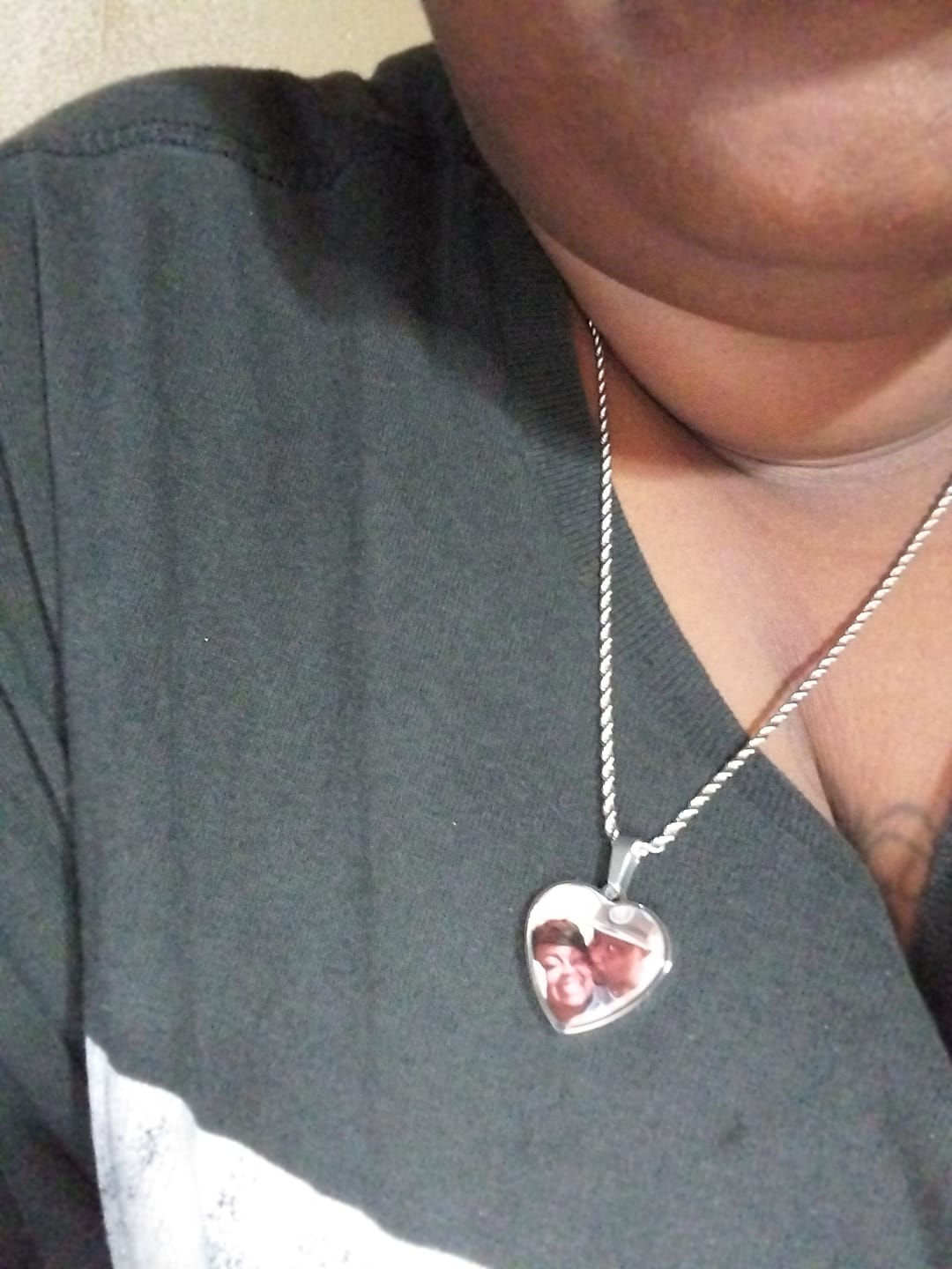 Customer photo review of Engravable Heart Necklace With Picture