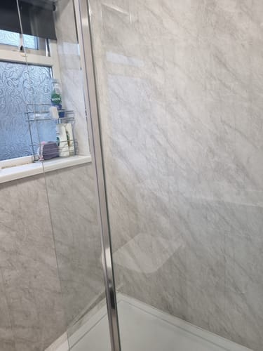 Customer photo review of 1500mm x 700mm Walk In 8mm Enclosure & Stone Shower Tray