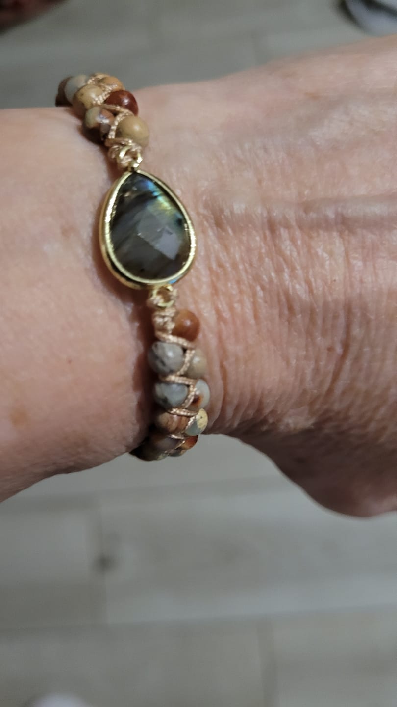 Customer photo review of Bracelet Tressé "Audace" en Jaspe & Labradorite