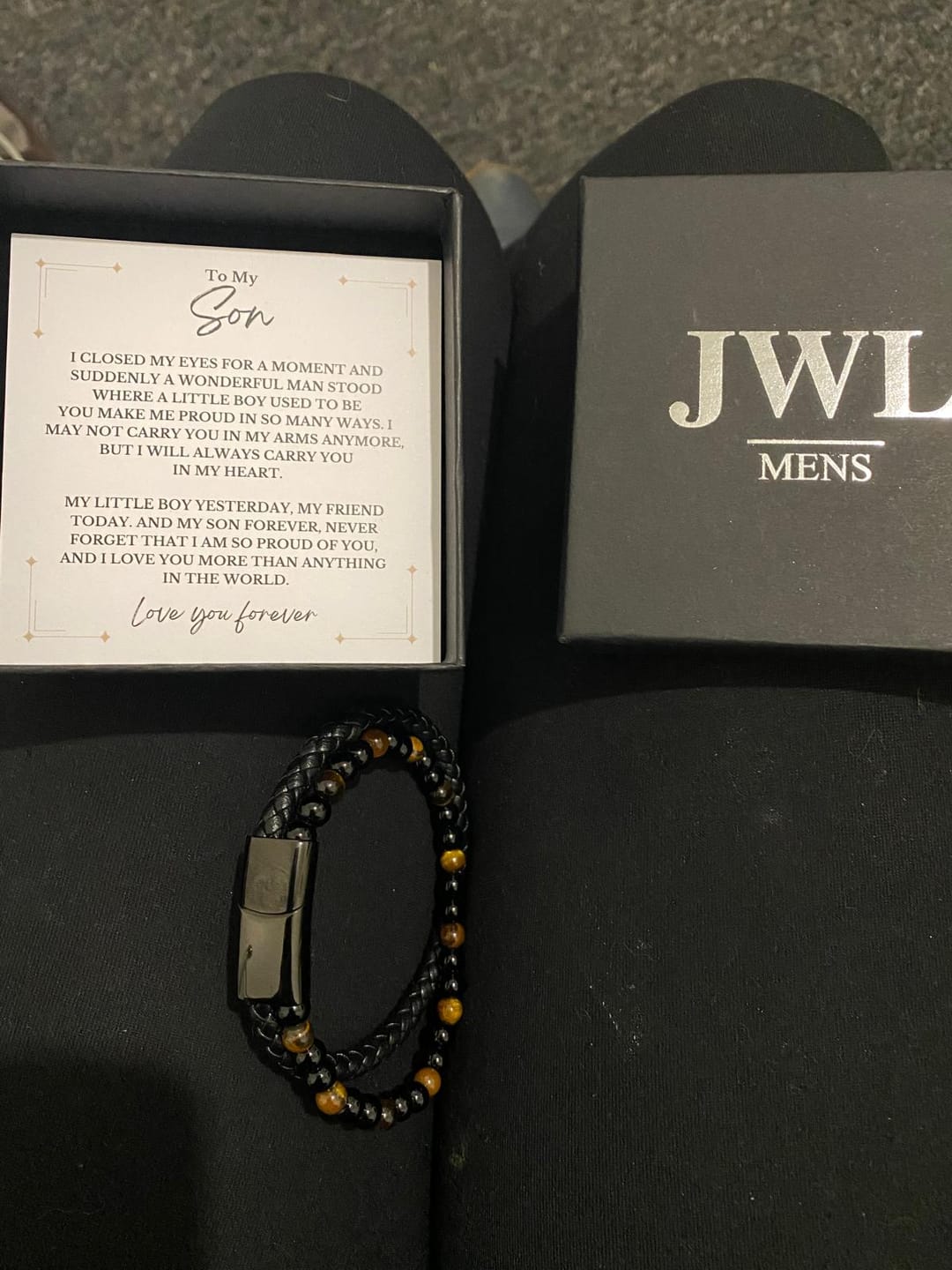 Customer photo review of Son/Soulmate Leather and Bead Bracelet - JWL Men's Bracelet