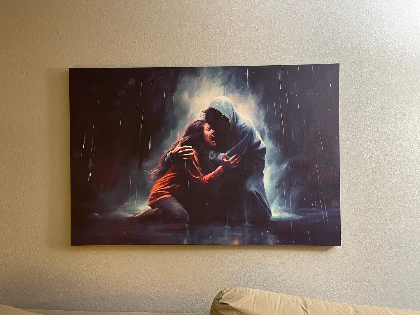 Customer photo review of Christian Art: Jesus Holds A Woman In The Storm Wall Art Canvas