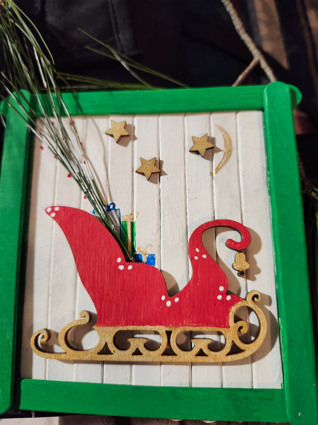 Customer photo review of Unfinished Wood Winter Sleigh Shape - Craft - up to 36"