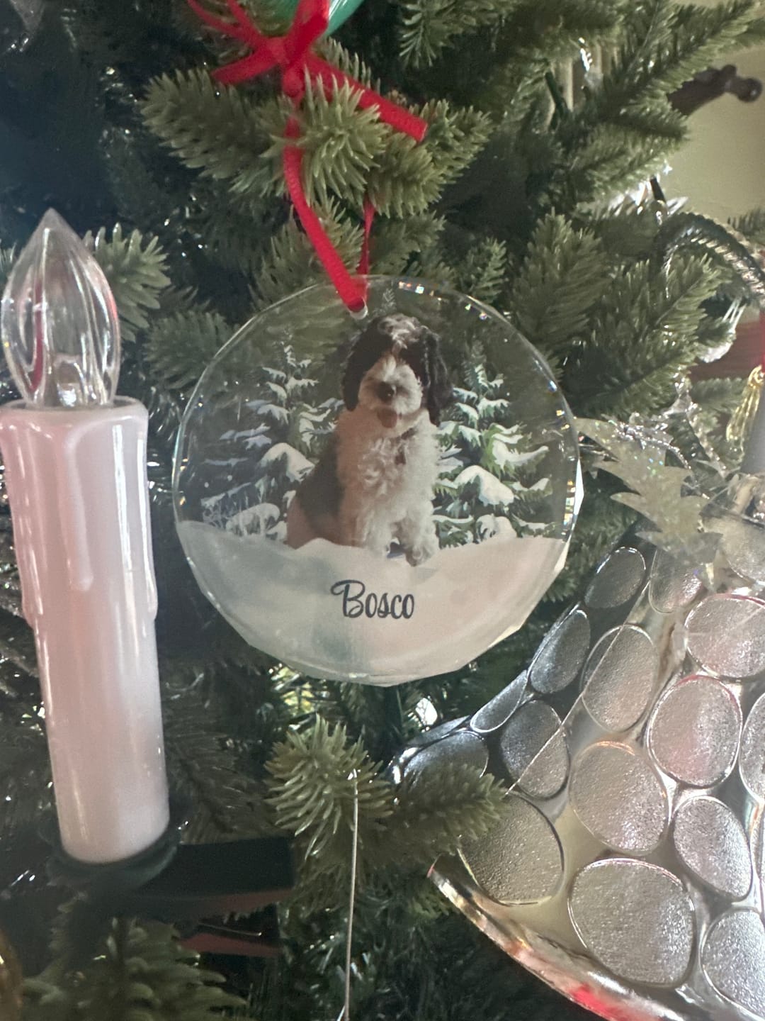 Customer photo review of Personalized Photo Dog Glass Ornament For Christmas