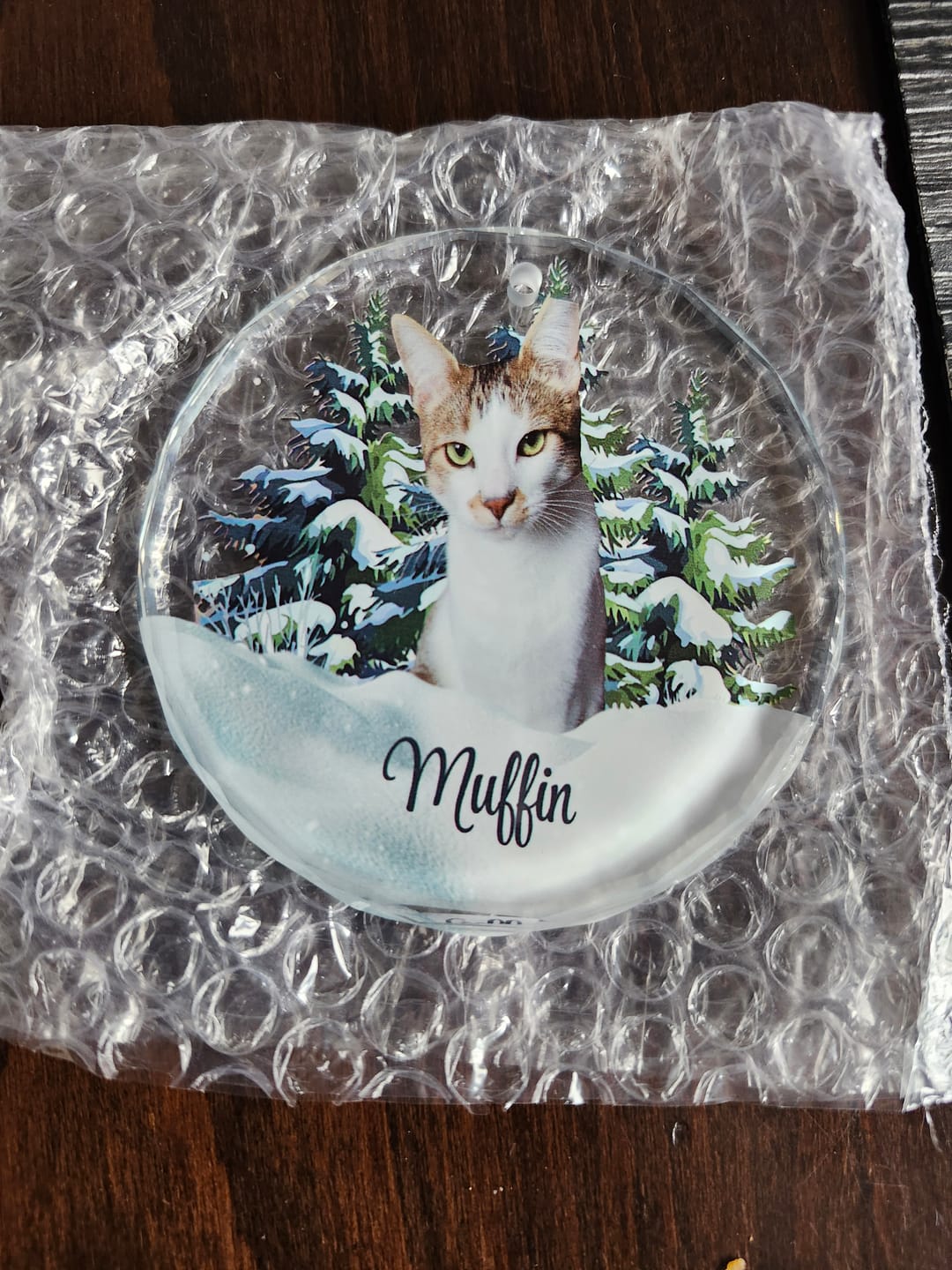 Customer photo review of Personalized Photo Dog Glass Ornament For Christmas