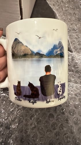 Customer photo review of Man & Cats Mug - Life is better with a cat - Personalised Mug