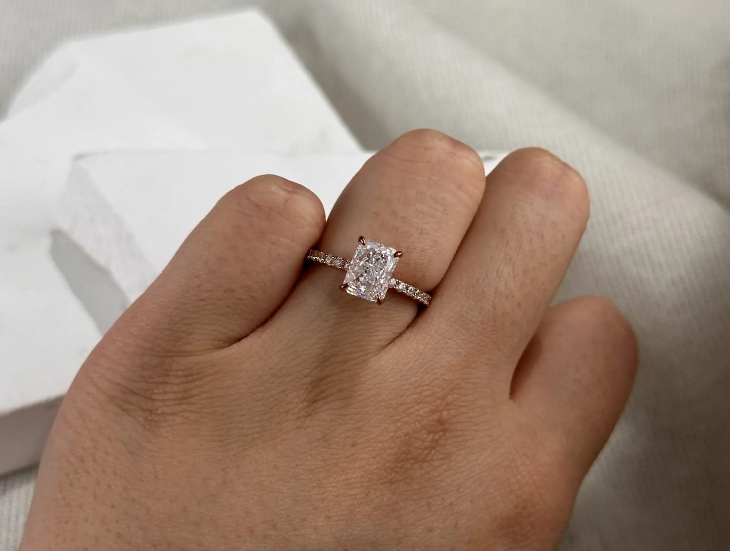 Customer photo review of Dazzling Radiant Cut 2.0ct 925 Sterling Silver Engagement Ring
