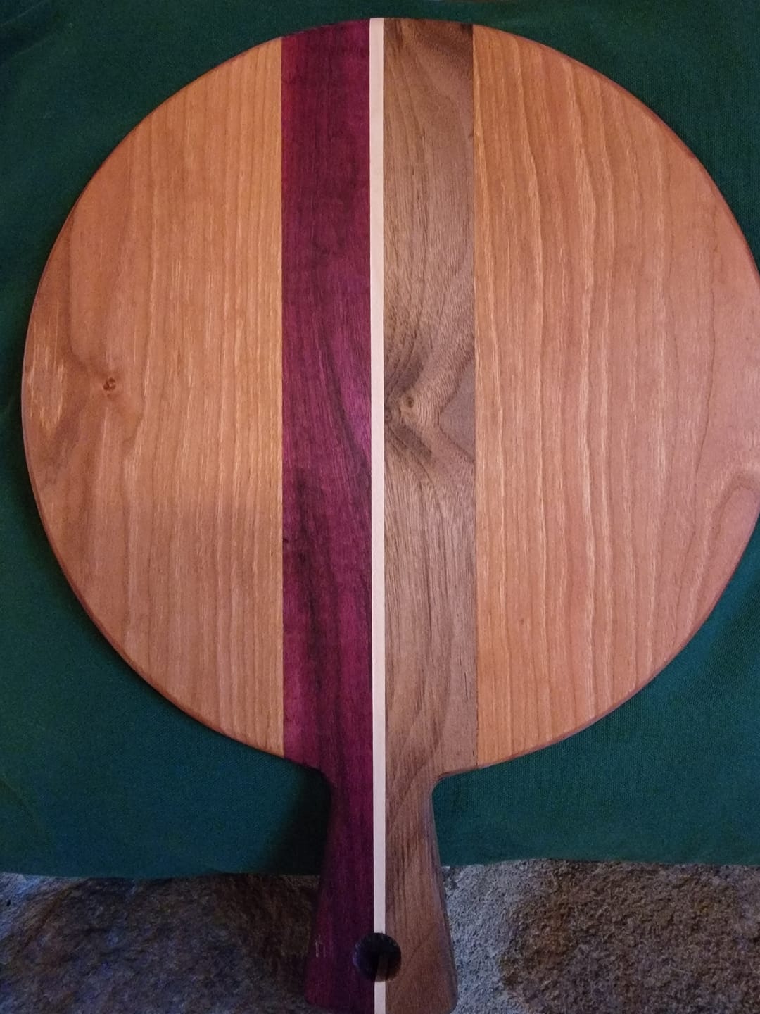 Customer photo review of 15.7x12" Small Round Charcuterie Board With Handle Acrylic Router Template