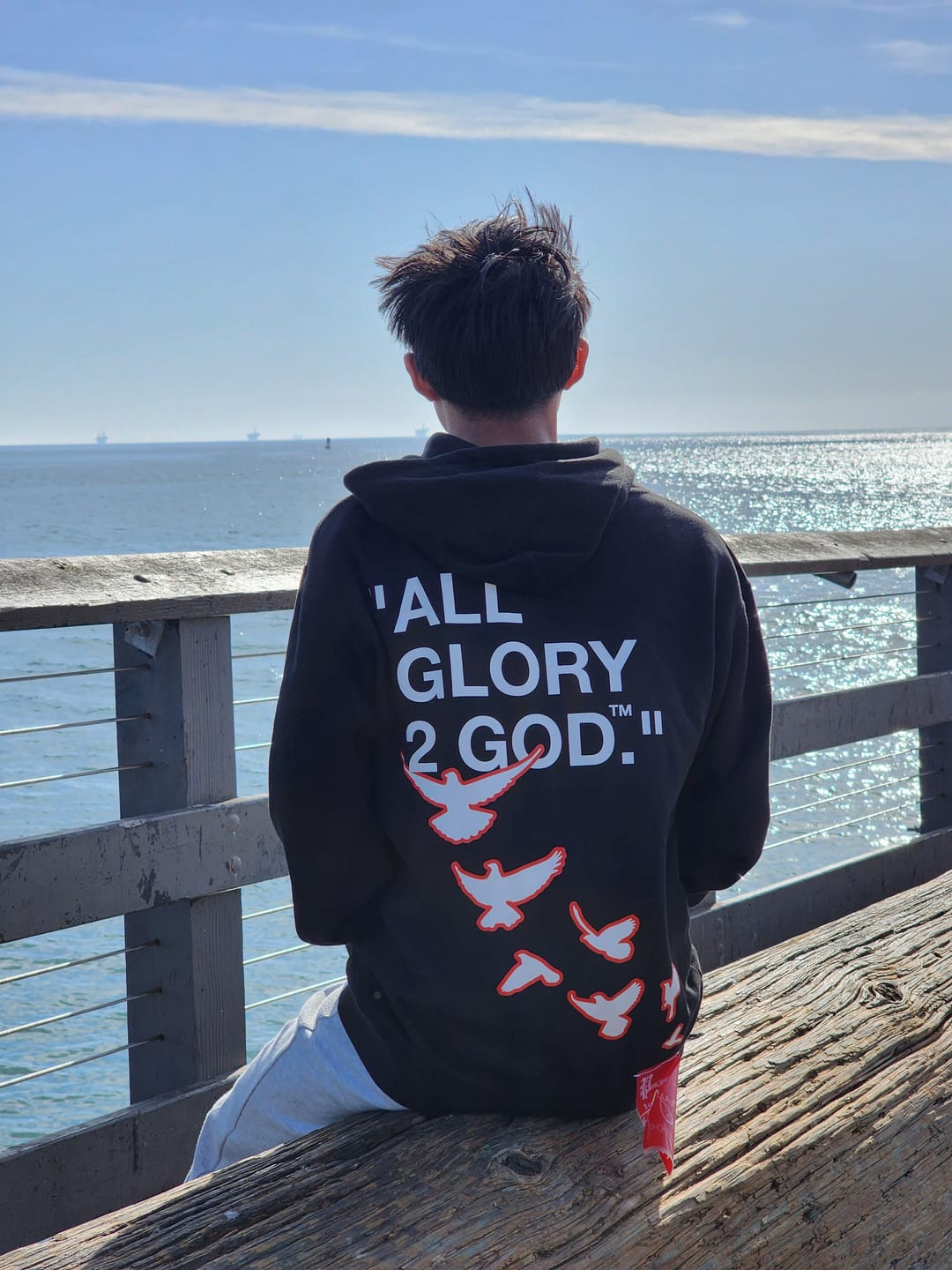 Customer photo review of All Glory To God "Flocka Doves" Hoodie 'Bred'