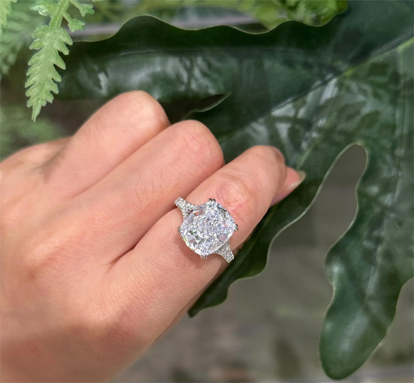 Customer photo review of Classic Sterling Silver Cushion Cut Engagement Ring