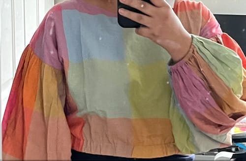 Customer photo review of ELIZABETH TOP | PRISM CHEX