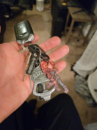 Customer photo review of Personalized Couple Military Acrylic Keychain