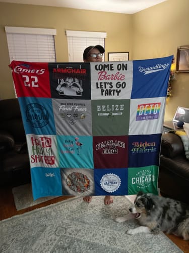T-shirt quilt featuring comets by Tracey from TX