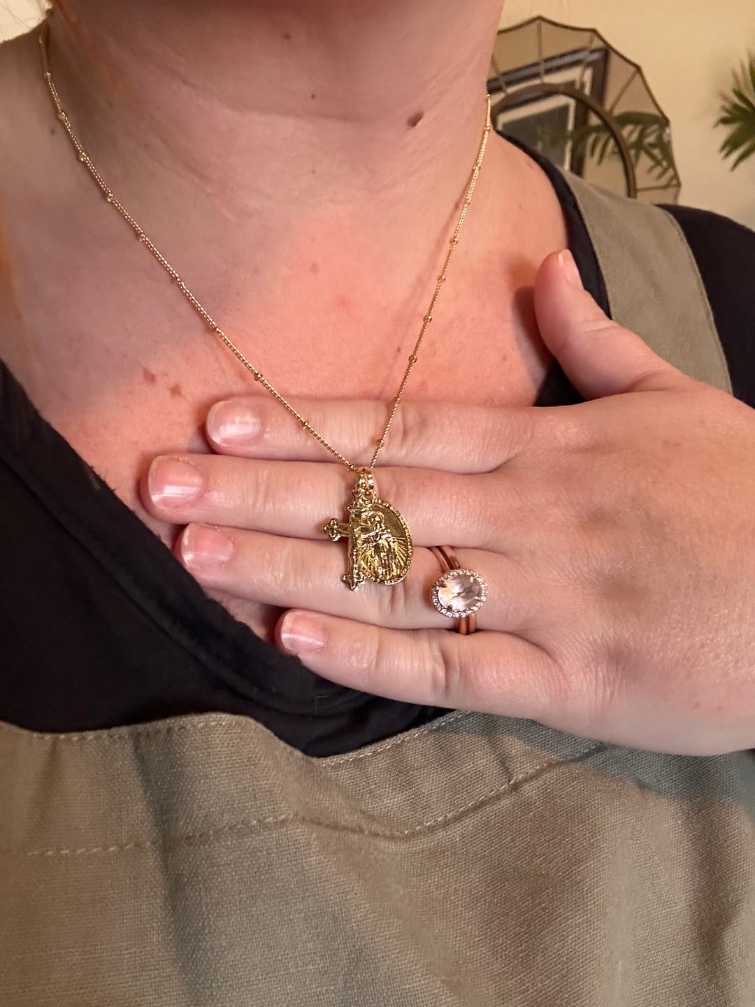 Customer photo review of Miraculous Medal + Crucifix Gold Filled Satellite Chain Necklace