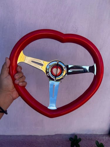 Customer photo review of Heart Shaped Chrome Steering Wheel 350MM