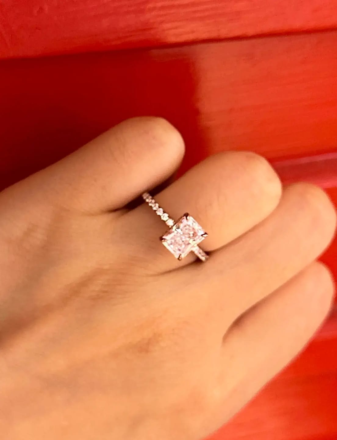Customer photo review of Dazzling Radiant Cut 2.0ct 925 Sterling Silver Engagement Ring