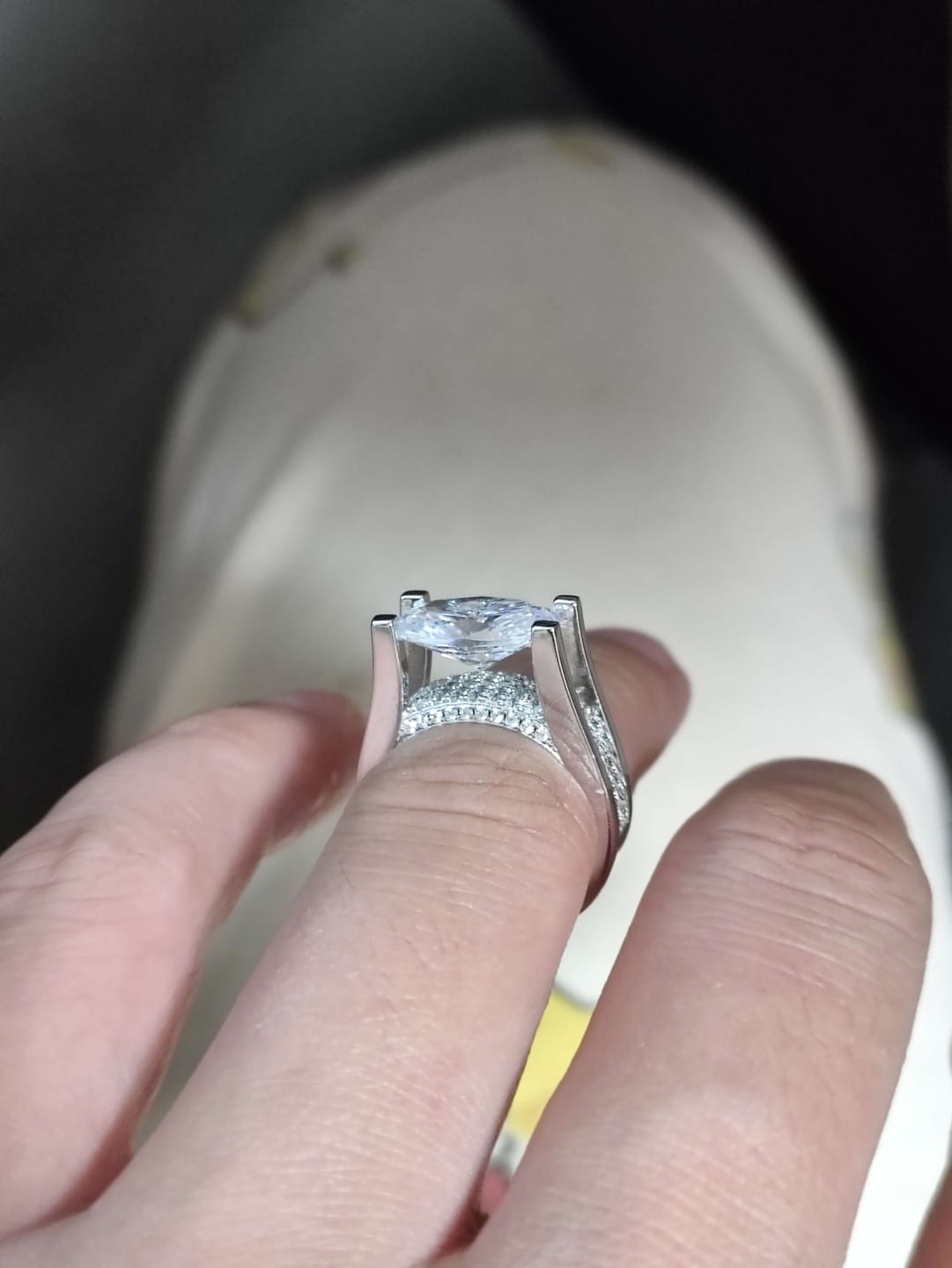 Customer photo review of Solarii New Arrived 5.0ct Oval Cut Engagement Ring