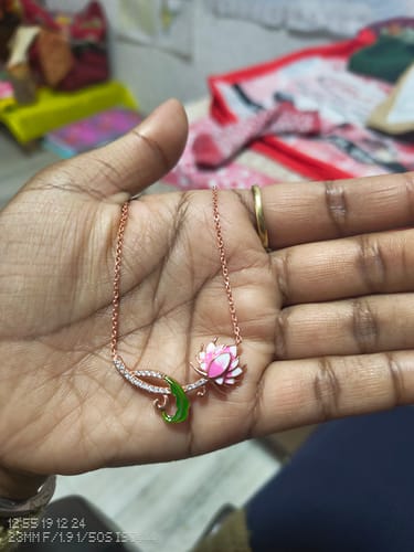 Customer photo review of Rose Gold Brilliant Brahma Kamal Necklace